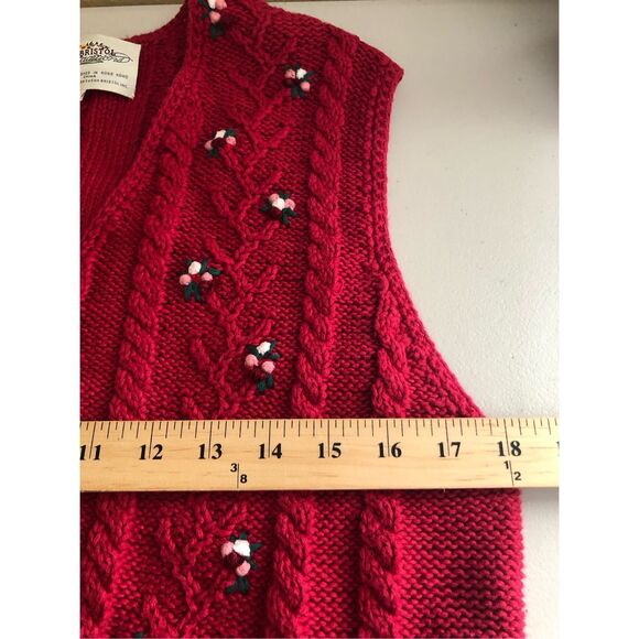 Vintage Susan Bristol Floral Knit Vest Red Size M (1996) - Picture 7 of 13
